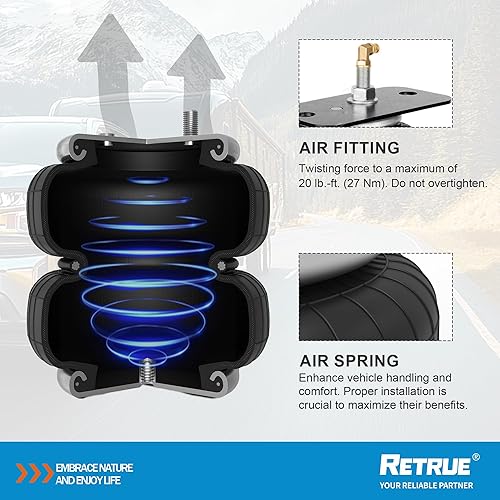 Miniatura 5 de RETRUE Kit de suspensión de bolsas de aire traseras para Toyota Tundra 2007-2021, remolque de camiones, capacidad de nivelación de carga de 5000