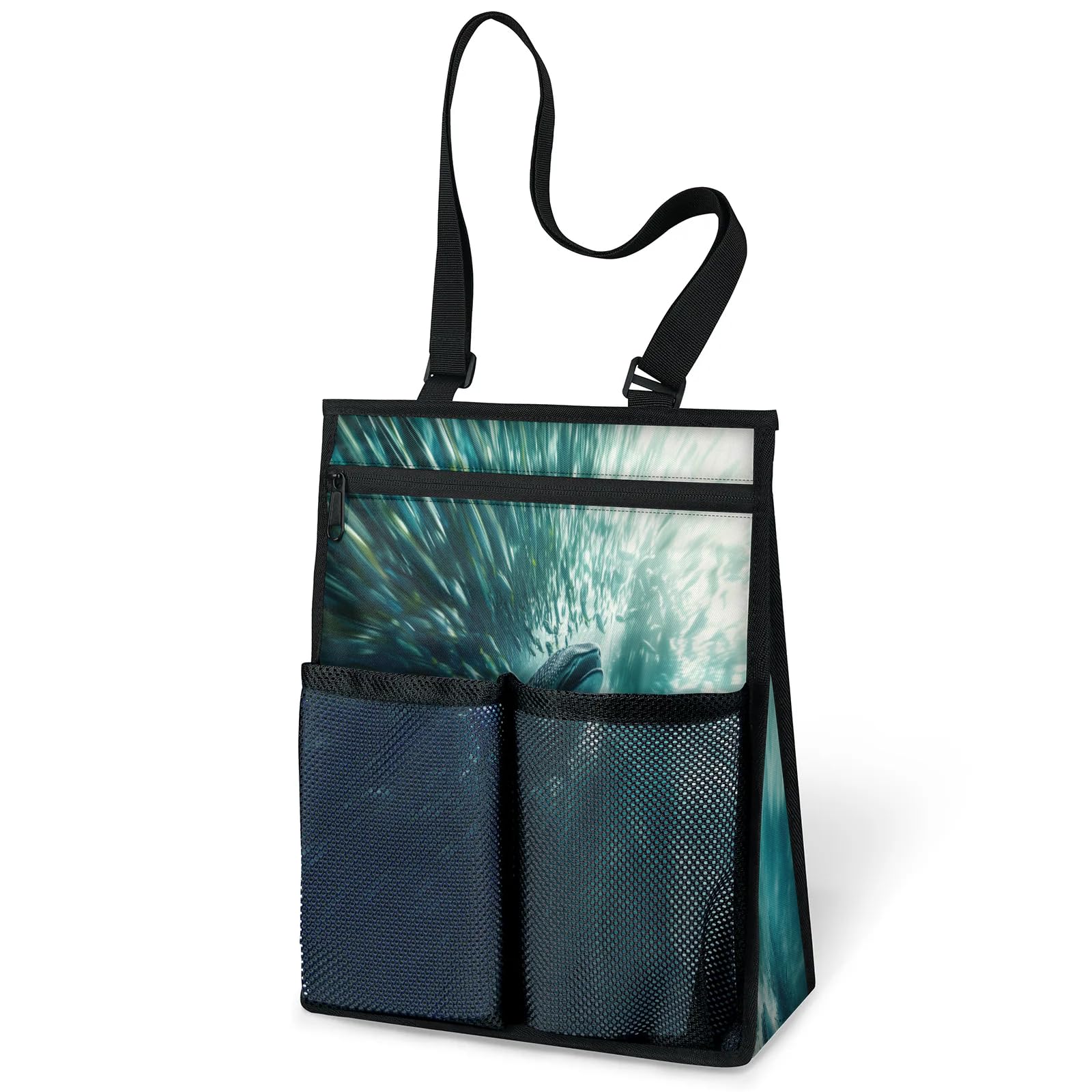 Ourtheme Shark Ocean Animals Portable Shower Bag for Travel Gym Camp Beach Tote Shower Caddy Bags Hanging Toiletry