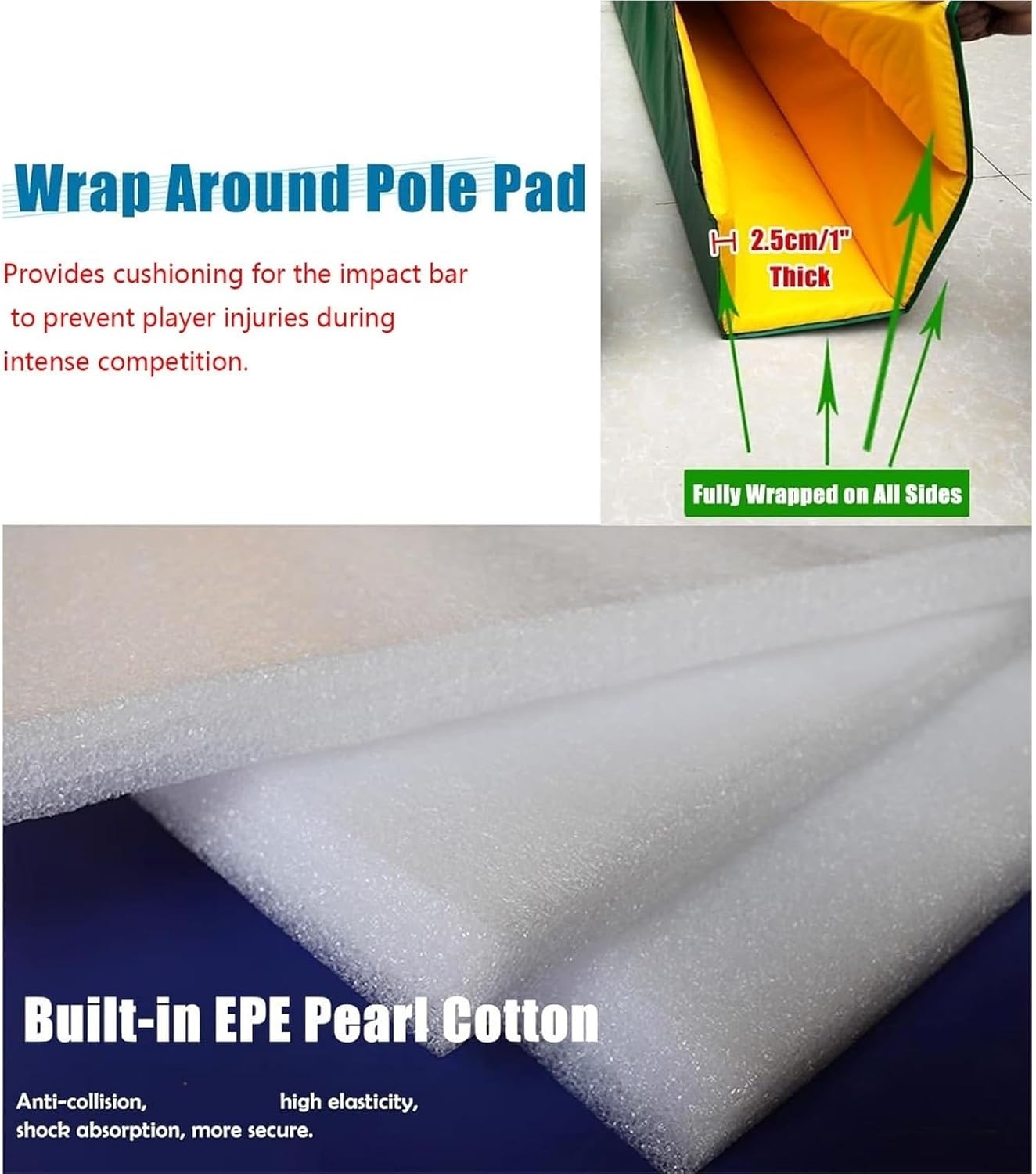 Self-Adhesive Basketball Pole Protector Pad, Fit Dia 4 6 7 7.8 in Column, All-Weather Square Foam Padding for Poles, Basketball Hoop Post Pads, Protection and Safety