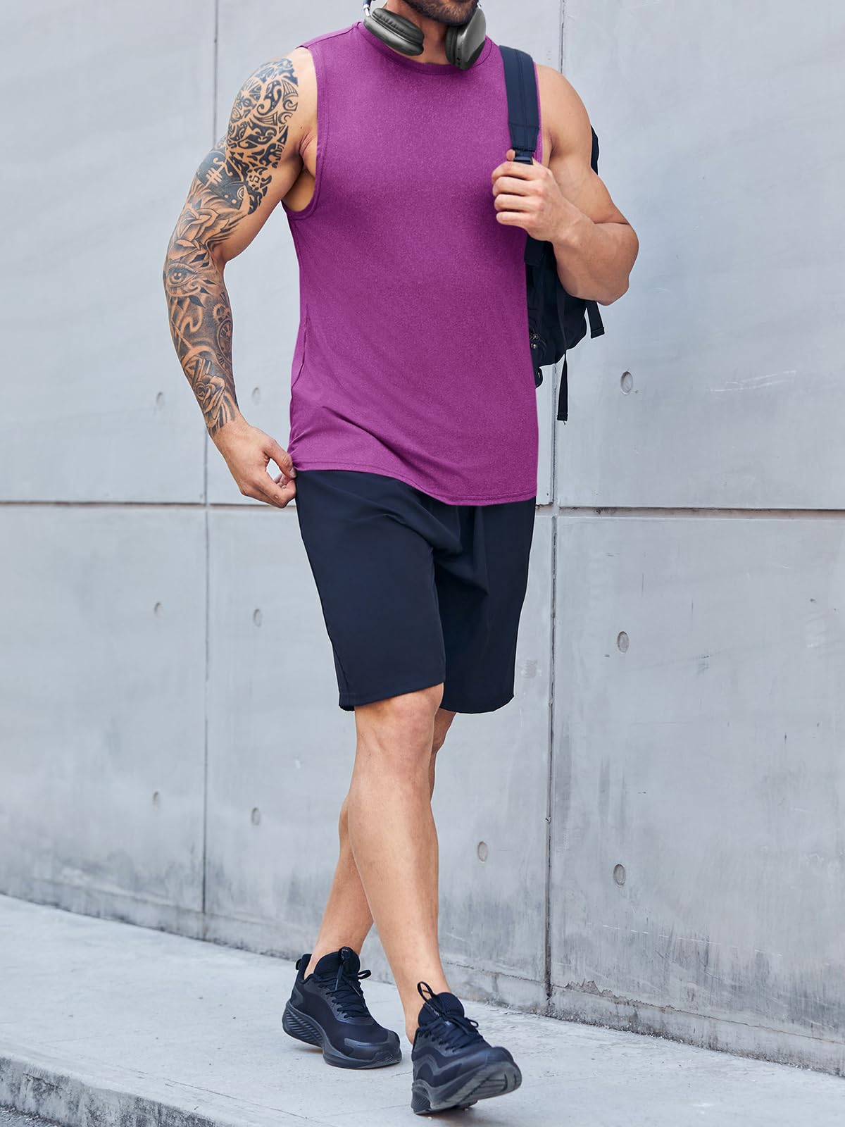 Camiseta sin mangas para hombre cuello redondo gimnasio deporte