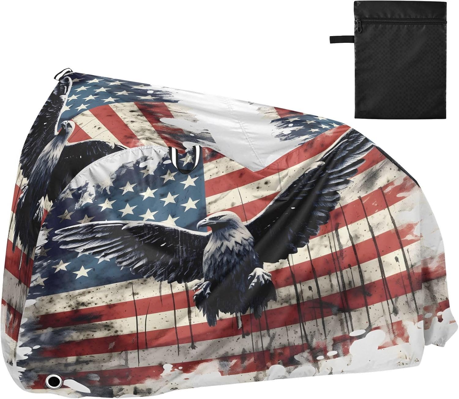ALAZA American Flag Eagle Bike Cover Waterproof Outdoor Ebike Bicycle Covers Tarp Protection for 1/2 Bikes, Sun UV Dust Wind Proof