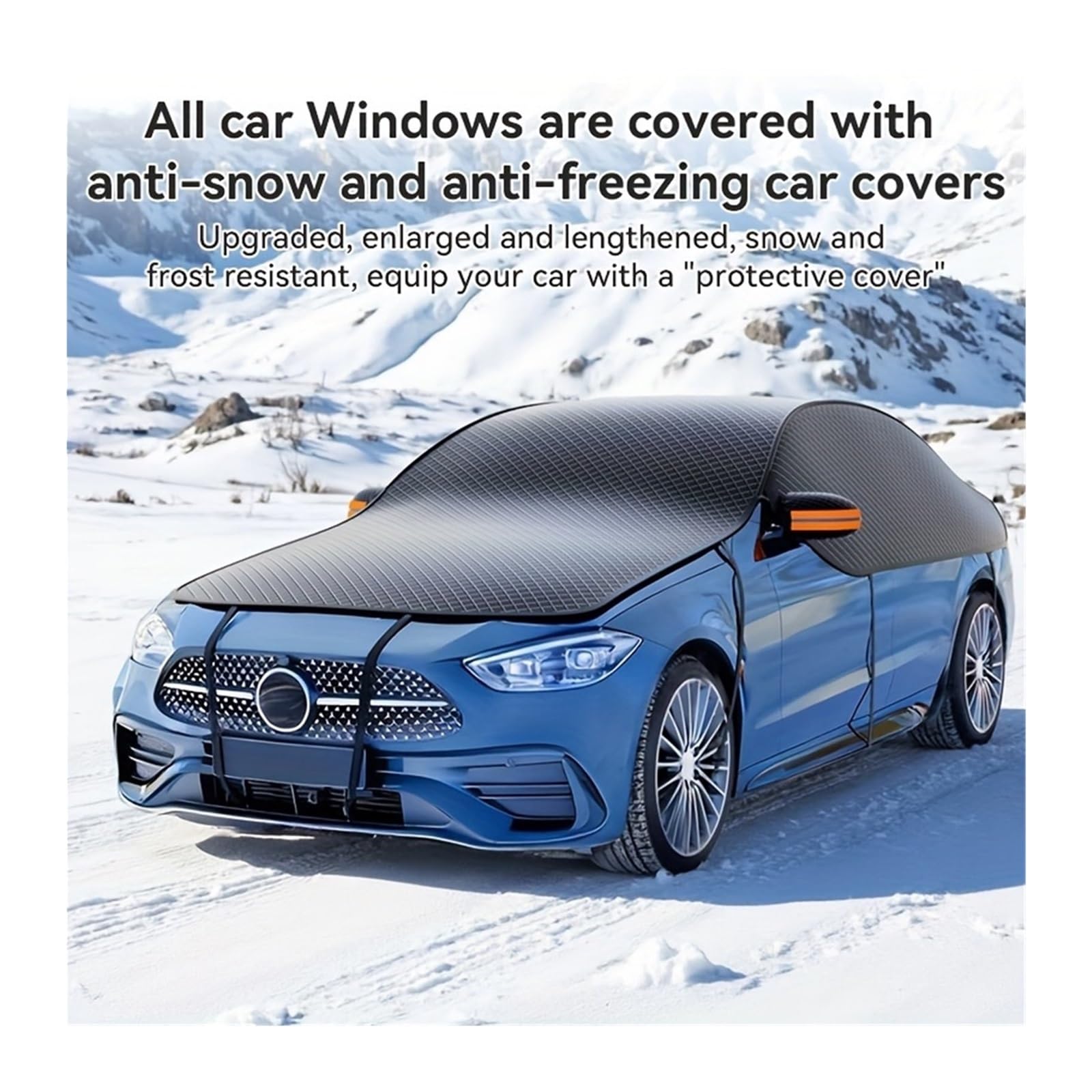 Cubierta de Nieve para Parabrisas Coche, protección UV a Prueba, Cubierta capó extendido, a(Approx 520x235cm)