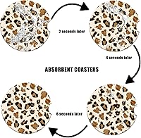 Vista 6 de Posavasos para Portavasos de Automóvil – Posavasos de cerámica absorbente con estampado de leopardo, posavasos de automóvil para portavasos