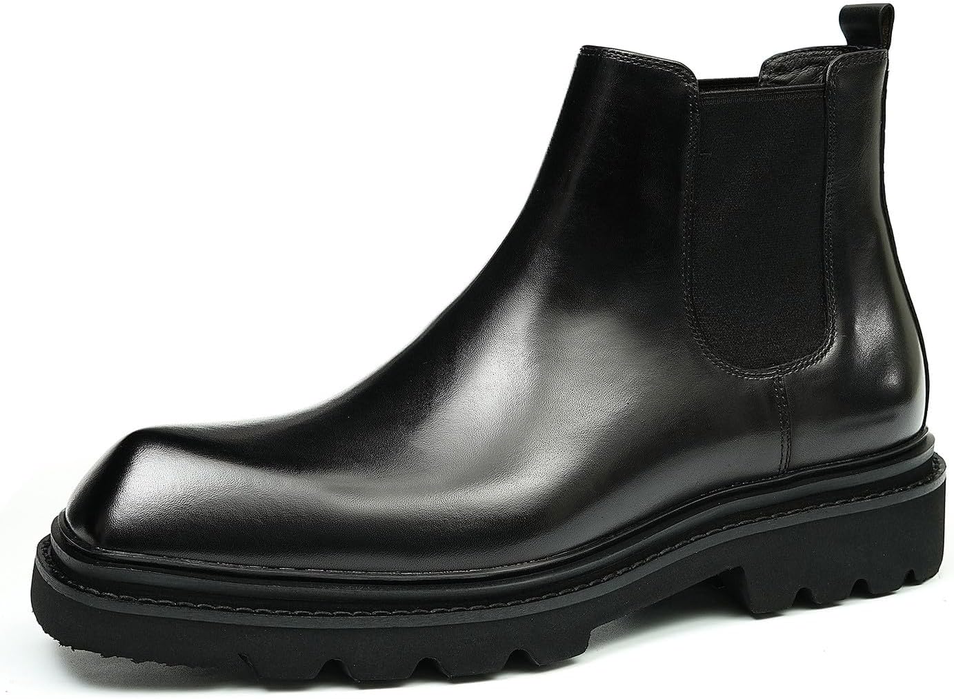 Santimon Mens Chelsea Boots Formal Dress Ankle Boots Fashion Genunie Leather Plain Toe Prom Chukka Boots Tuxedo Wedding Dress Business Causal Lightweight Western Boots for Men