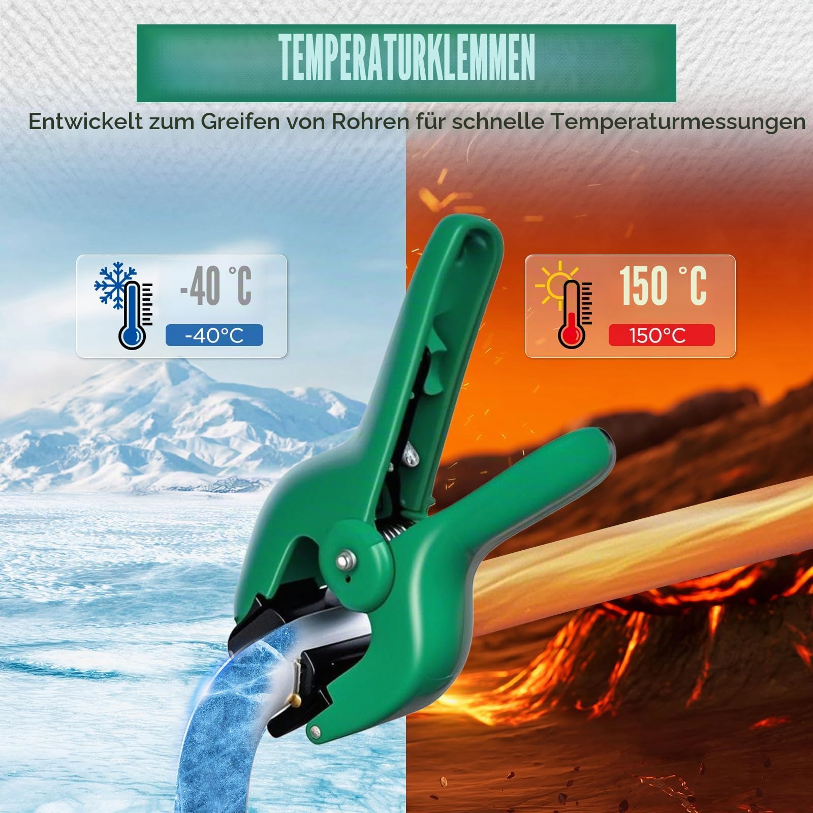 Digitales Monteurhilfe Manometer-Set für HVAC - Kompatibel mit R410a, R32, R22 Kältemittel, mit Temperaturklemmen und Kältemittelschläuchen, für Prüfung & Wartung von Klimaanlagen und Kühlschränken