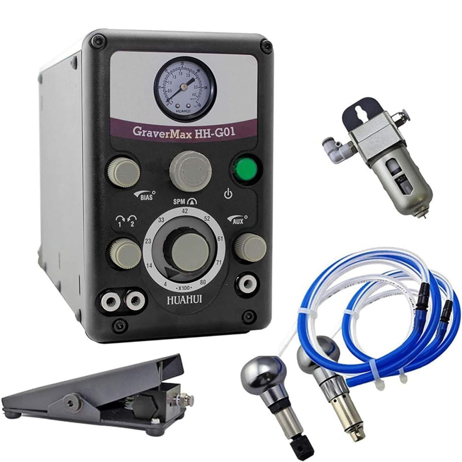 Máquina de grabado neumática de doble cabezal para joyería, manualidades y trabajos de metal, herramienta de grabado de precisión profesional