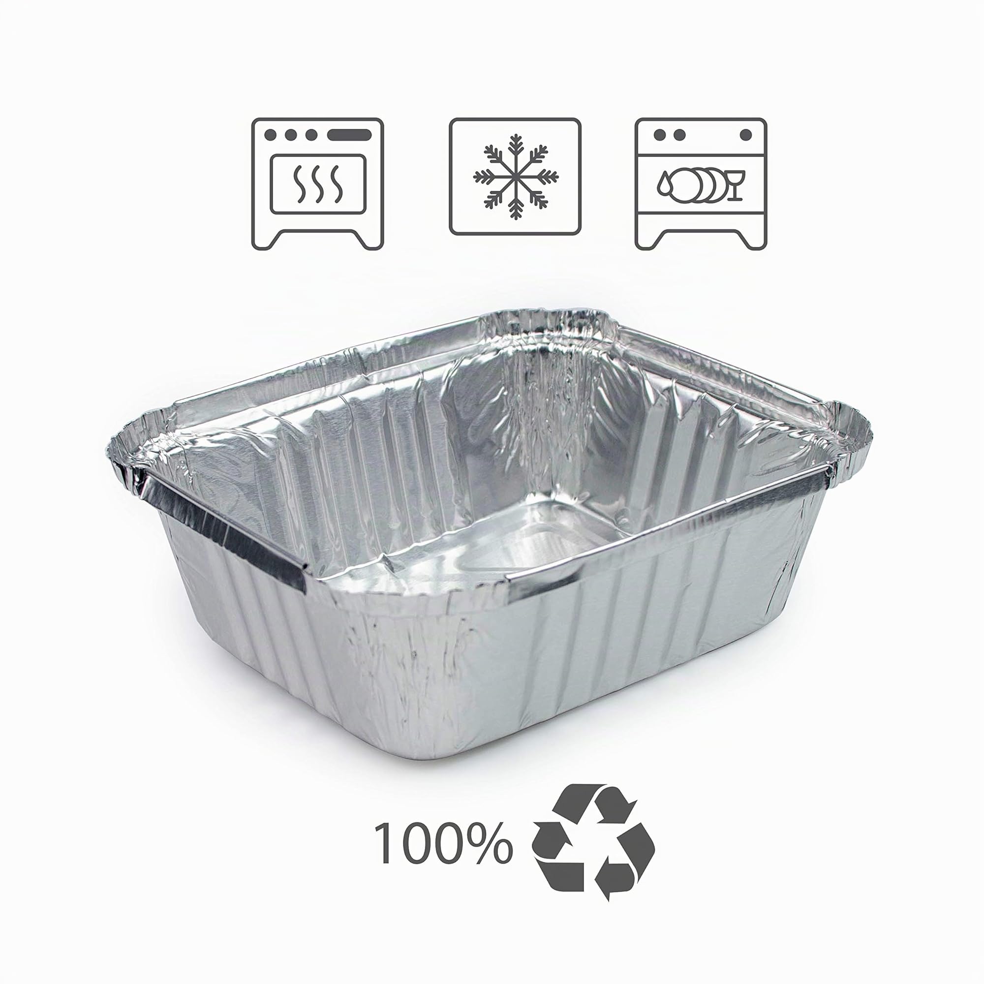 100 Einwegschalen aus Aluminium, mit Deckel, für Lebensmittel, zum Einfrieren, Kochen (500 ml)