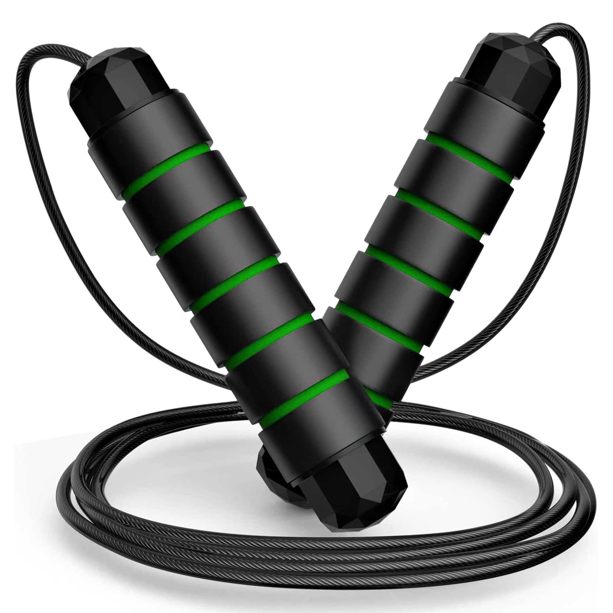 Diamond Cut Skipping Rope For Men And Women Home Workout Heavy Duty Workout Jump Ropes (Multicolor) (green)-image-10