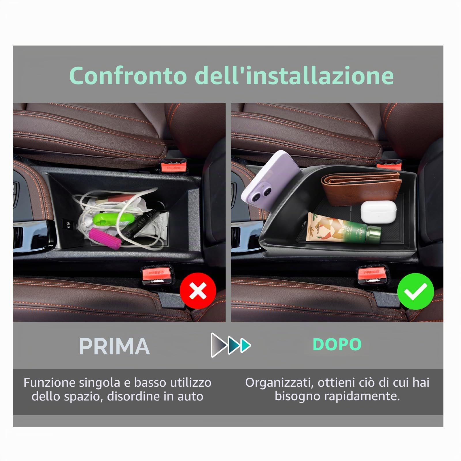 GAFAT Compatibile con BMW X1 F48/ X2 F39 2016-2022 Contenitore per Console Centrale, X1 F48 Organizer per Braccioli, Vano Portaoggetti, X1 F48 Accessori, X2 F39 Accessori (Nero)