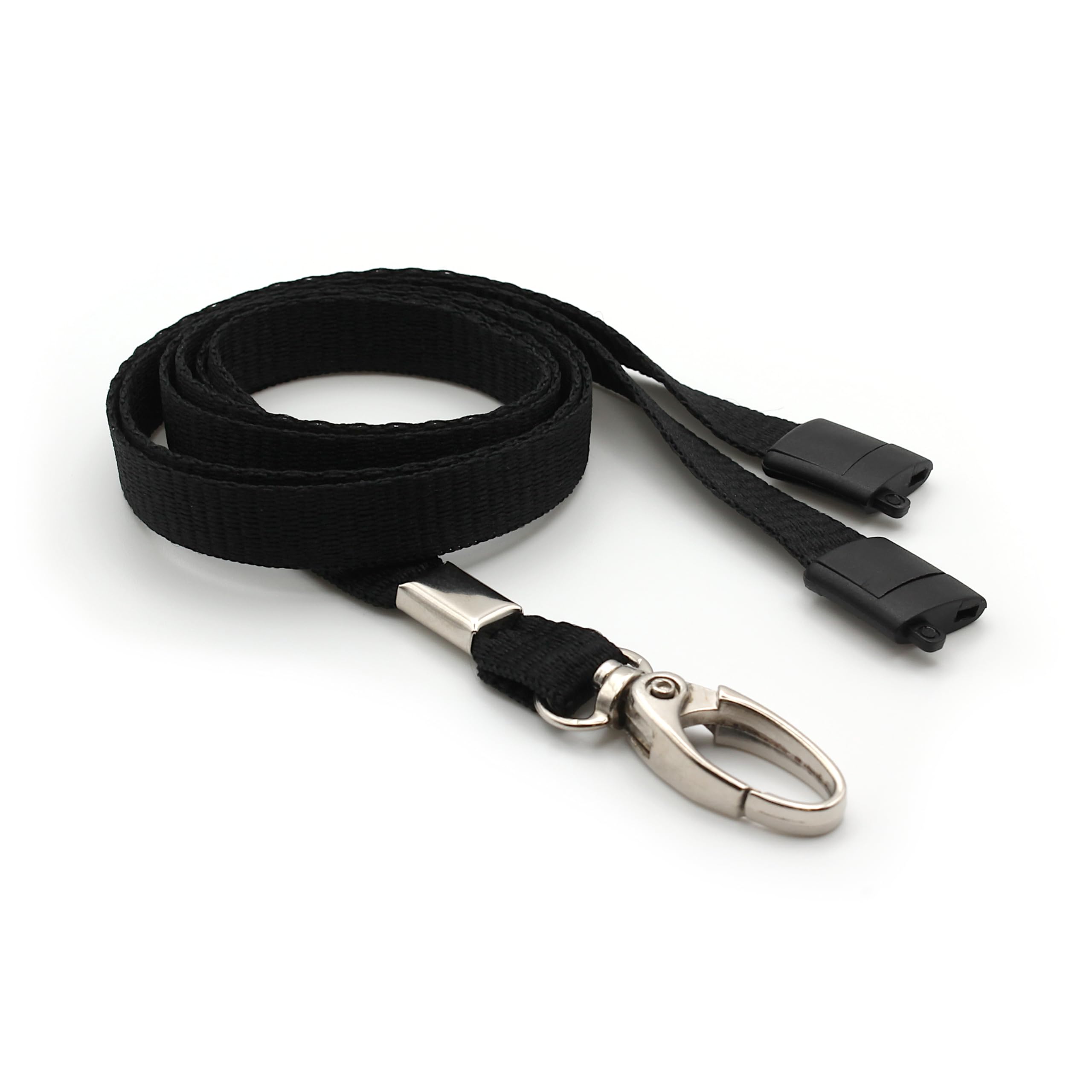 Easybadge Black Lanyards For Id Badges With Safety Breakaway And Metal Lobster Clip - Pack Of 100