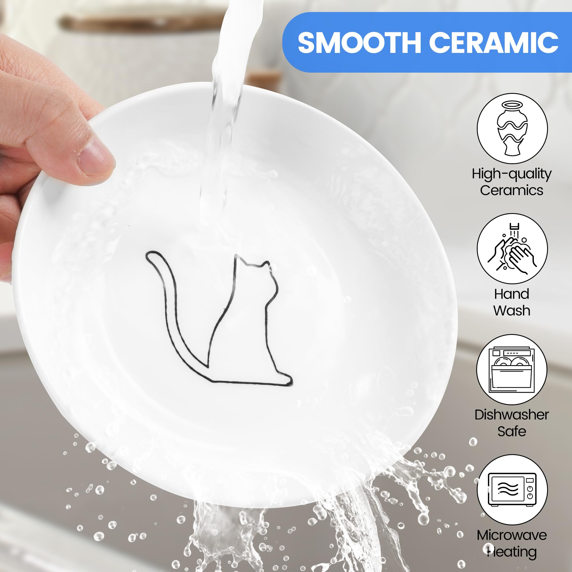 Gamelles surélevées en céramique pour chat – Gamelles surélevées pour chat – Convient aux moustaches, assiette anti-vomissements pour chat – Gamelle surélevée pour chat d'intérieur –
