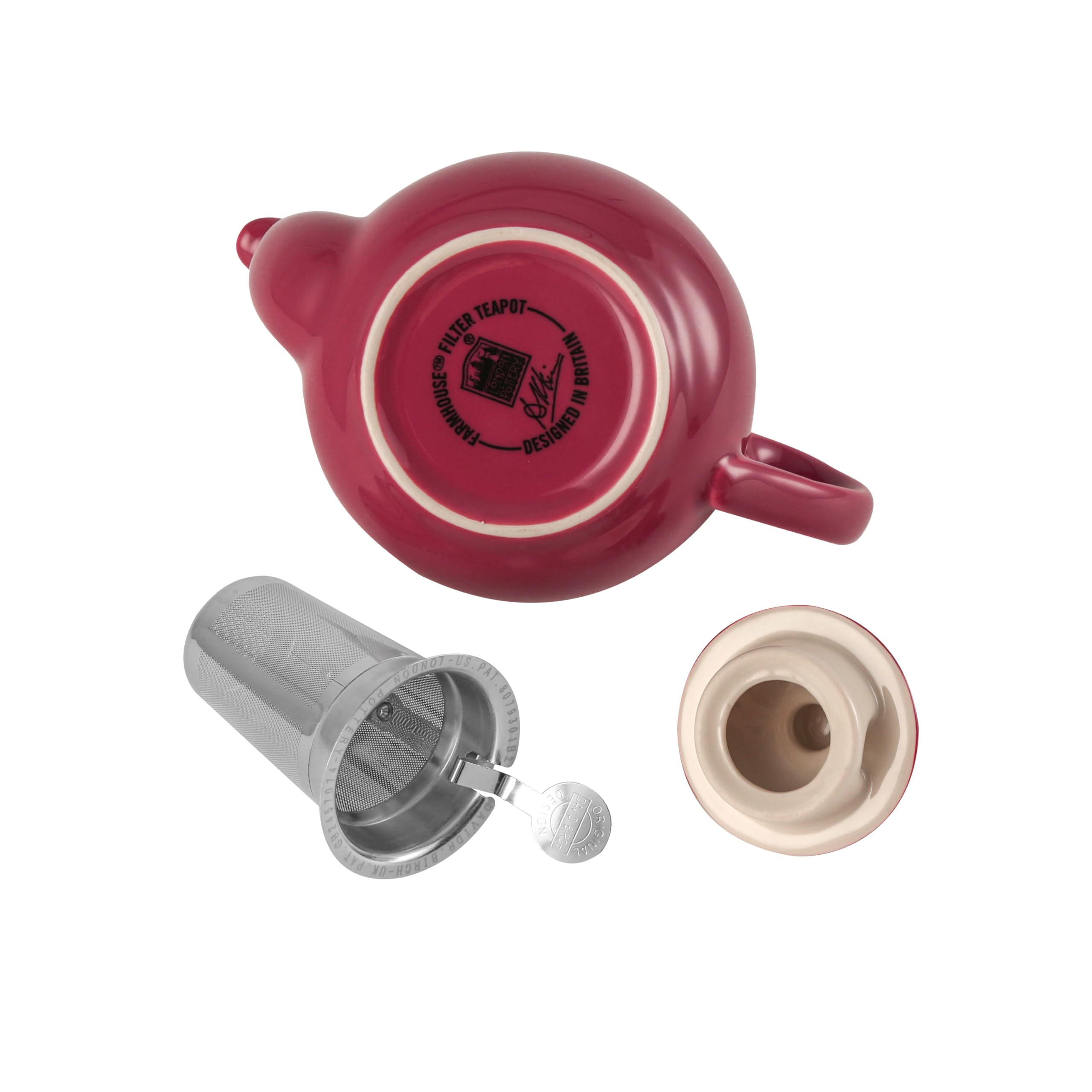 London Pottery Théière rustique avec infuseur, céramique, carmin, 2 tasses (600 ml) [produit importé parallèle]