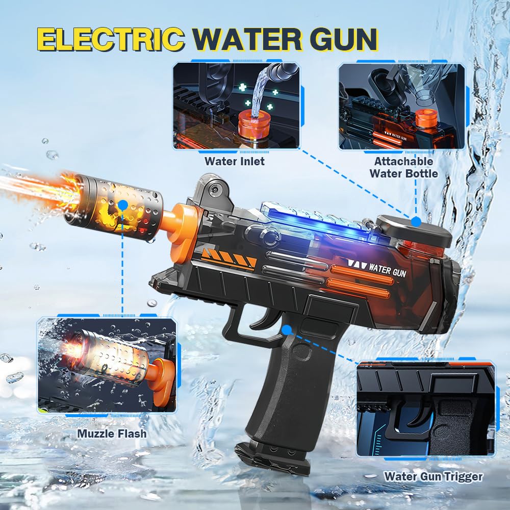 2 Pack Electric Water Guns for Adults Kids Automatic Water Gun Pistols Up to 30 FT Long Range - Image 3