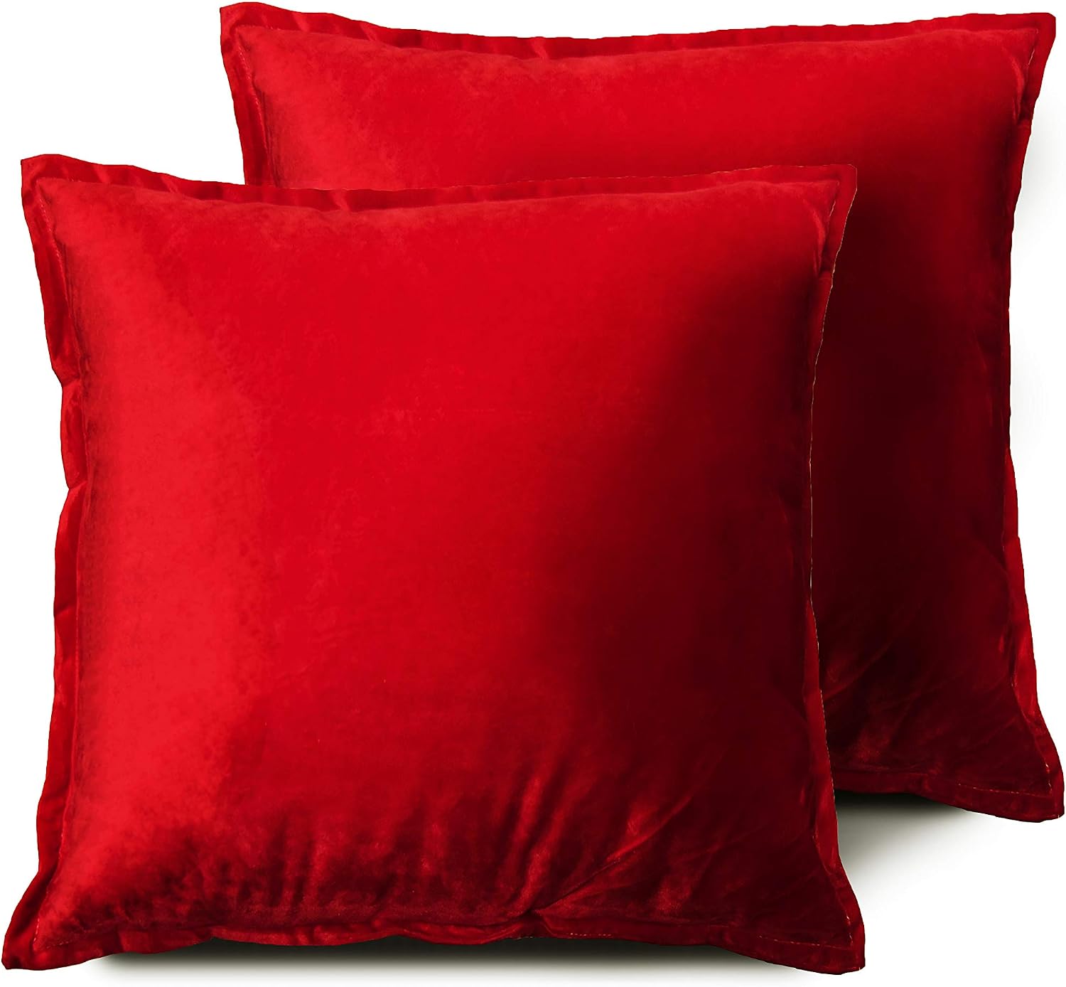 EDOW Velvet Throw Pillows (Set of 2), Soft Fluffy Down Alternative Polyester Stuffing Decorative Pillows for Home Decor, Sofa, Couch, Bed, Office and Car. (Red, 18x18)