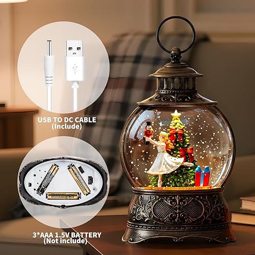 Miniatura 166 de Globo de nieve de Navidad, escena cardenal iluminada, linterna musical de agua de nieve, decoración navideña brillante y regalo para familiares