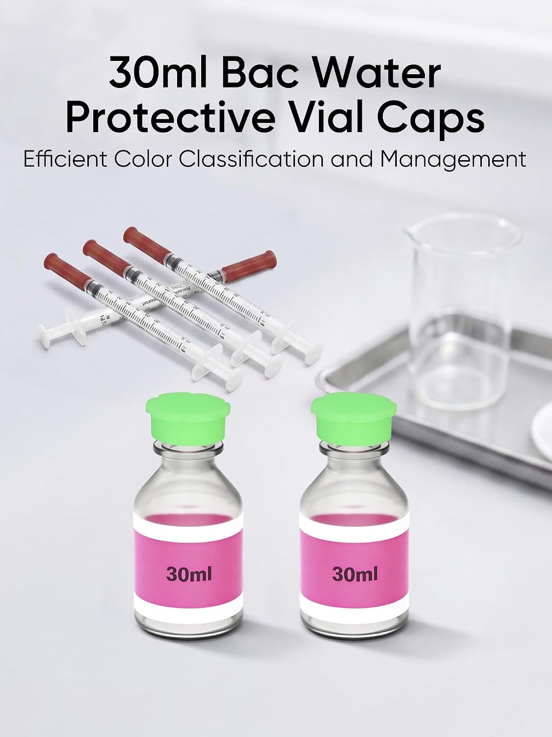 10PCS 5ml Vial Caps, Peptide Caps for Vials - Food-Grade Silicone, Green