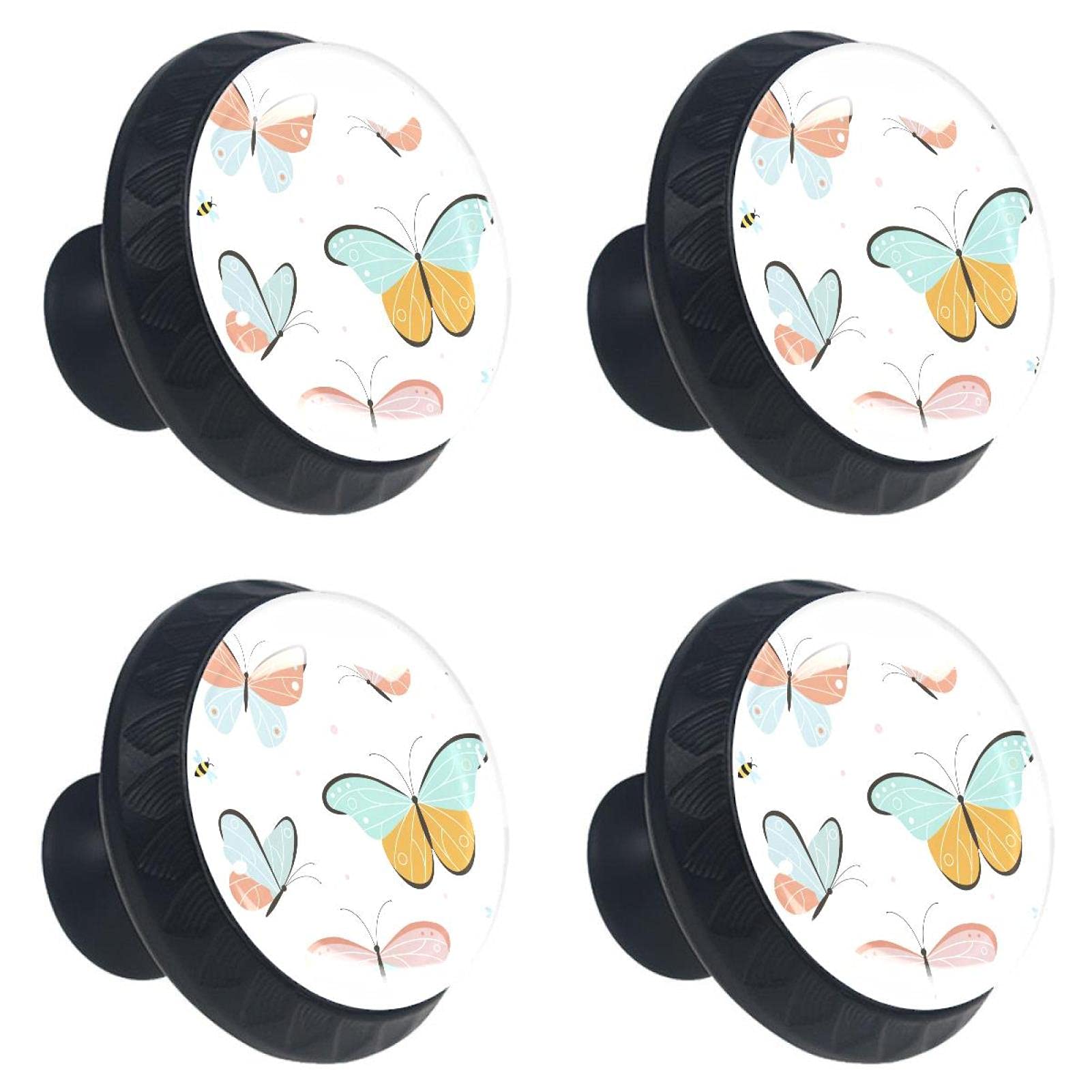 Boutons de meuble de cuisine papillon lot de 4 poignées en verre commode 30mm