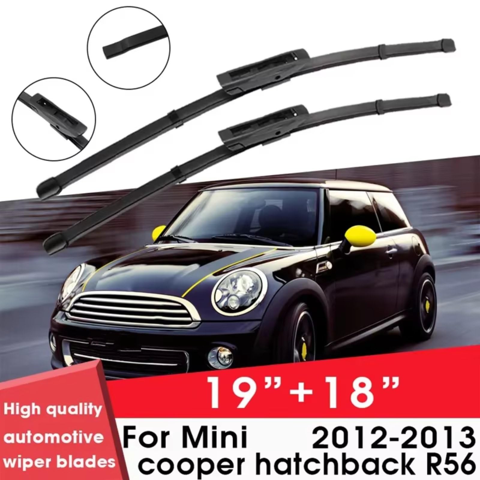Escobillas Compatible Con Mini Para Cooper Para Hatchback R56 2012-2013 19"+18" Limpiaparabrisas De Goma De Silicona Limpiaparabrisas De Coche Escobillas De Limpiaparabrisas