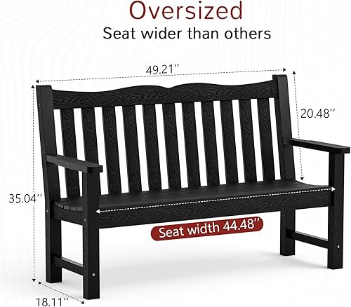 Miniatura 3 de Stoog Banco de exterior para 2 personas para todo tipo de clima, banco de jardín de plástico HIPS de capacidad de 800 libras para patio, patio