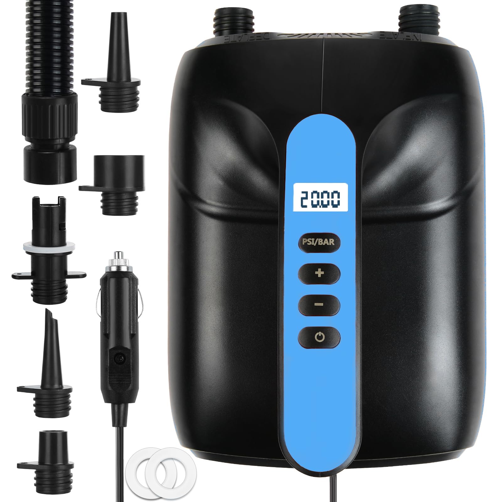 Paddle Board Pump,20PSI High Pressure SUP Electric Air Pump,Dual Stage Inflation SUP Electric Pump for Stand Up Paddle Boards,Boats,Kayak,Inflation &