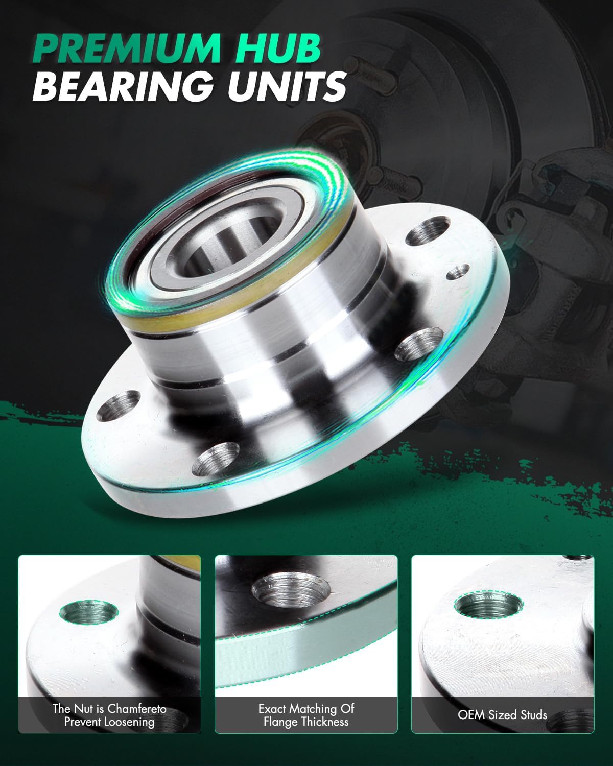 SCITOO Wheel Bearing and Hub Assembly Replaces 512319 Rear fit for Audi Q3 2015-2018, for Volkswagen Passat 2012-2019, for Volkswagen Tiguan 2009-2017 Hub Bearing Assembly 5 Lugs W/ABS [2pc]