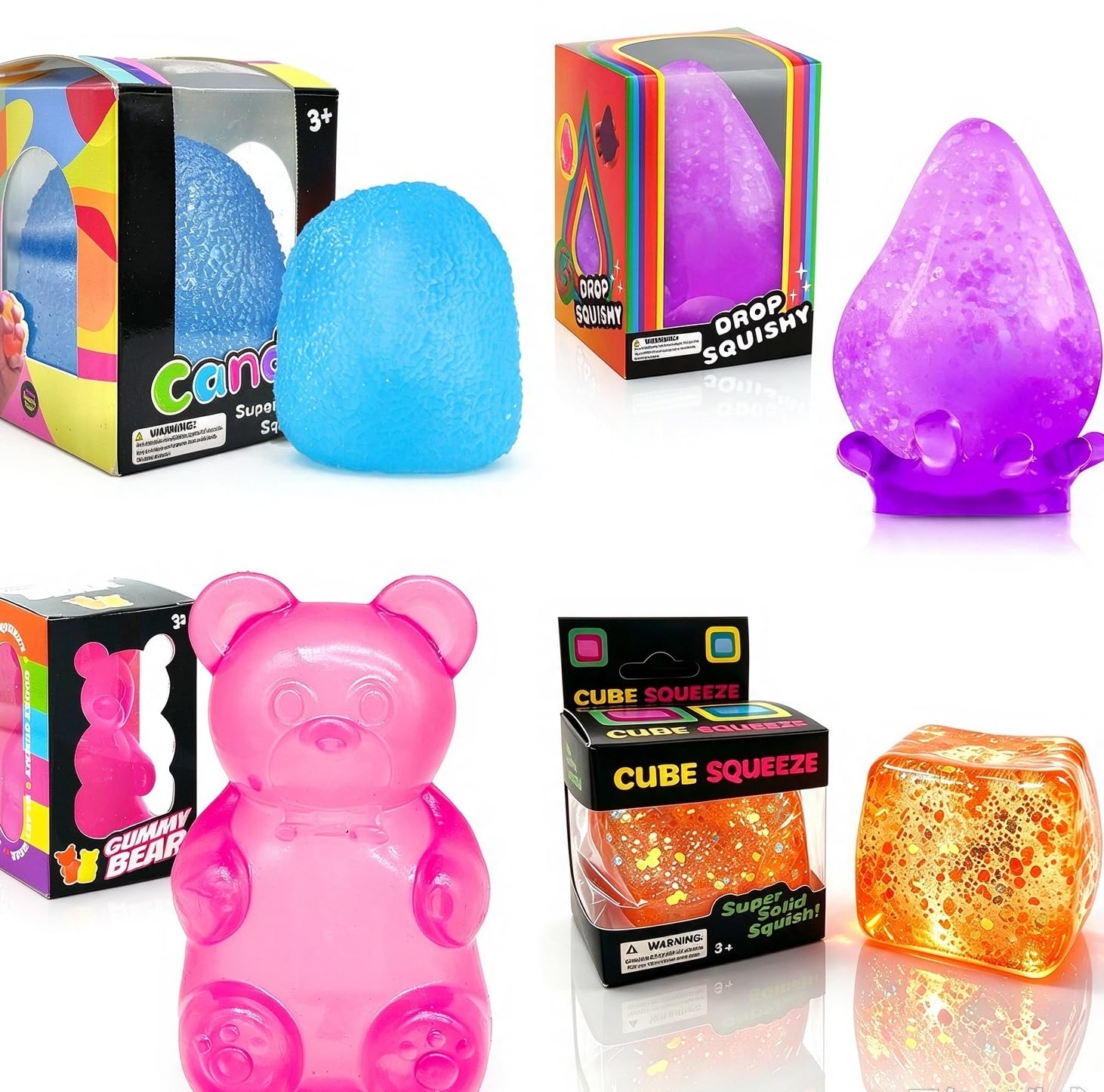 4pcs Squishy Stress for Adults Slow Rising Fidget Sensory Toy Gummy Bear