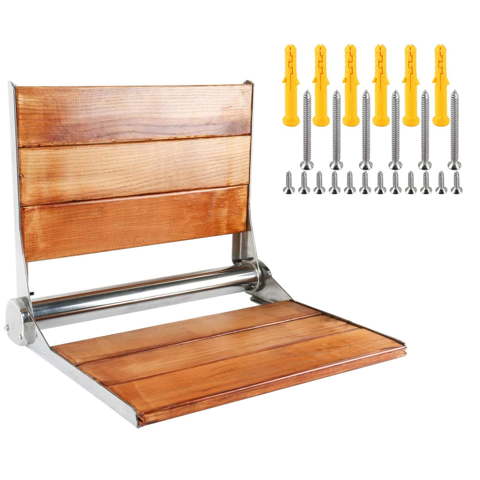 Buy Amarinemade Solid Wood Wall ed Folding Shower Seat or Bench