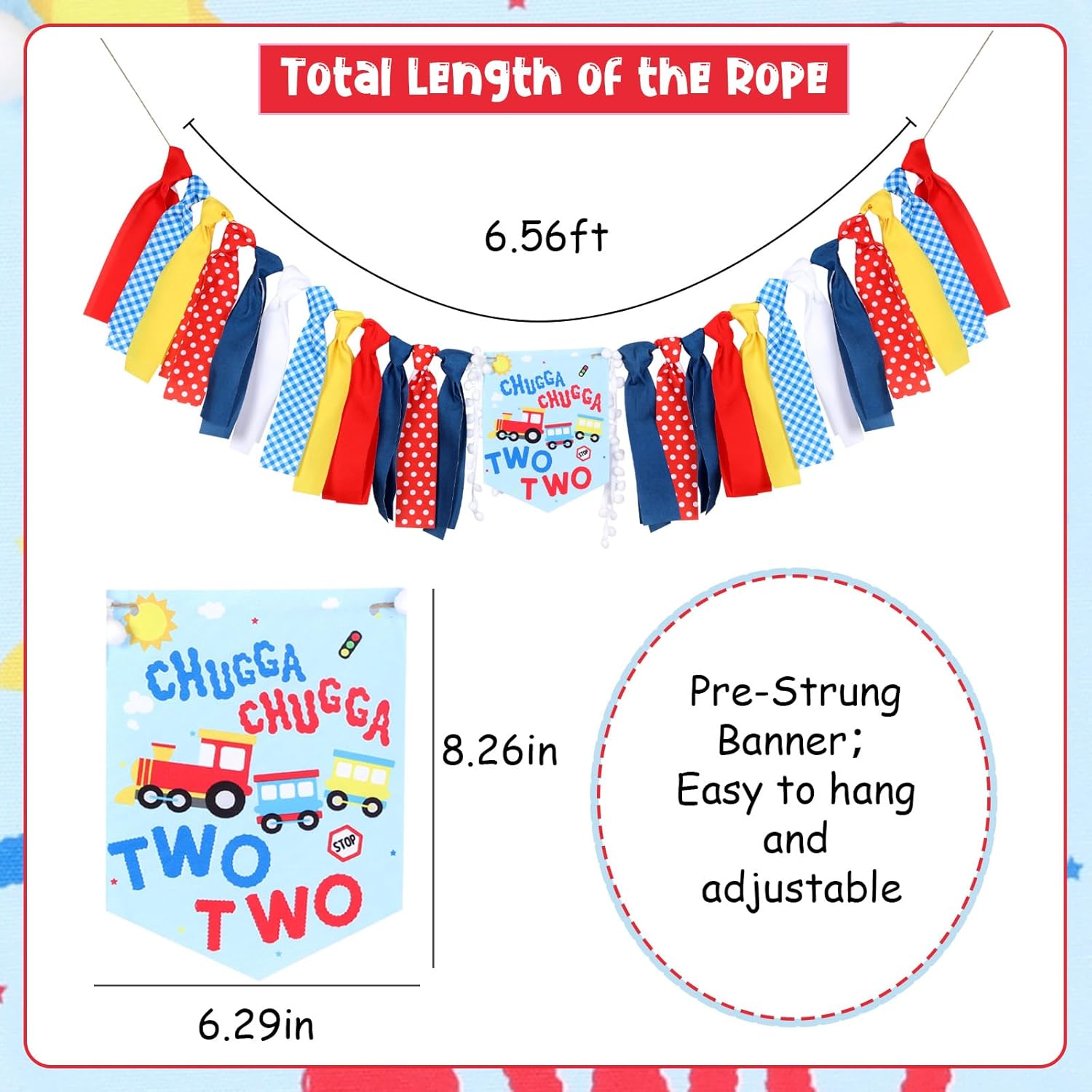 Train 2nd Birthday Decoration Train Chugga Chugga Two Two highchair banner Train Theme Decor Railroad Birthday Party Decor Choo Choo I’m Two Party Decoration for Boys 2nd Bday