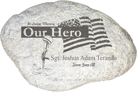 GiftsForYouNow Military Personalized Memorial Garden Stone, 11.5" W x 8.25" H x 2.5" D