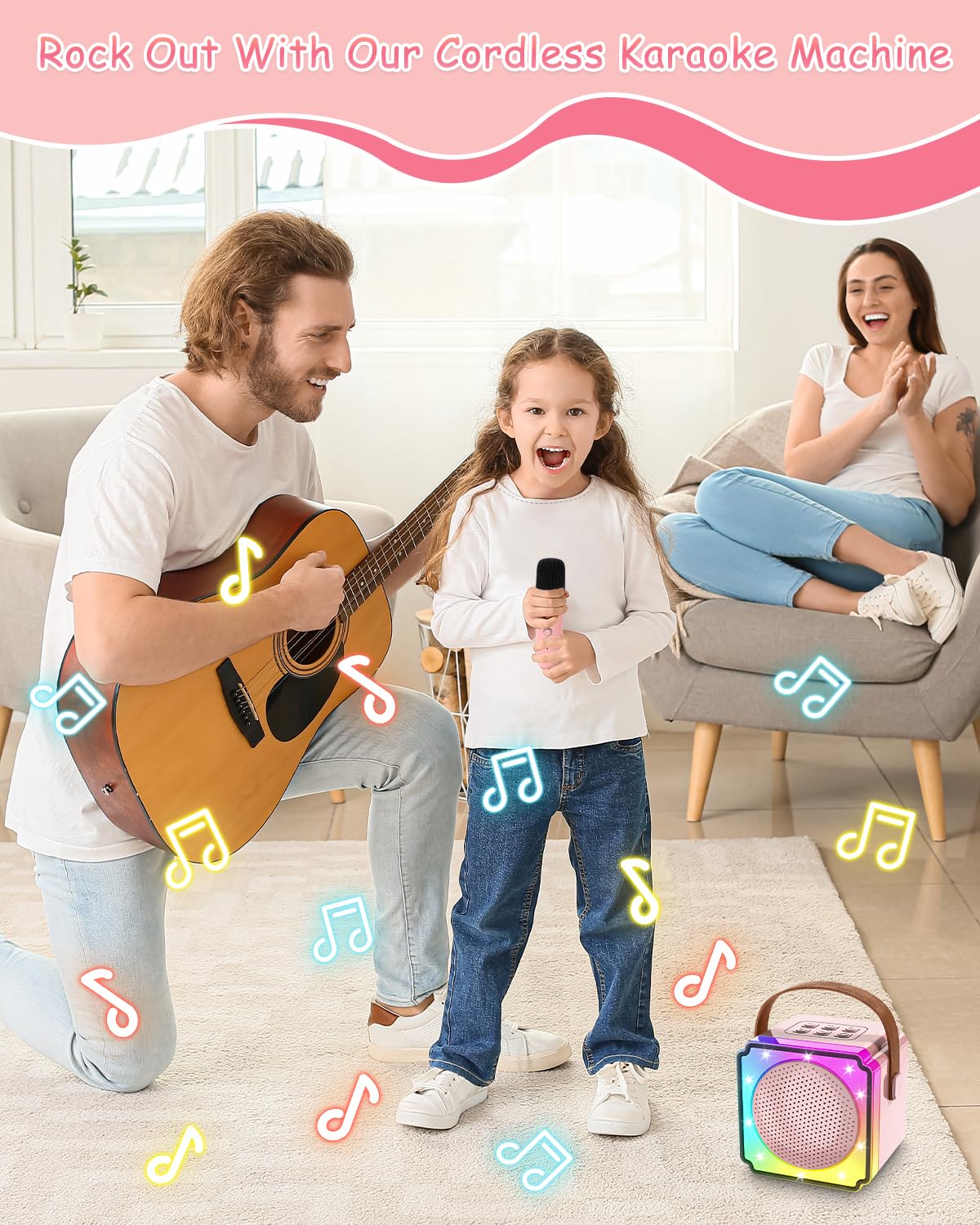 Maszyna do karaoke dla dzieci z 2 mikrofonami do karaoke dla dzieci, przenośna maszyna do karaoke z oświetleniem LED i efektami zmiany mowy, prezent dla dzieci w wieku 5-12 lat, dla chłopców