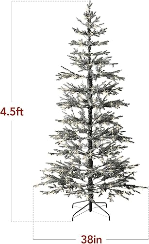 Miniatura 31 de Best Choice Products Árbol de Navidad preiluminado de 4.5 pies, pino flocado artificial, decoración navideña, abeto noble de álamo, luces LED blanco