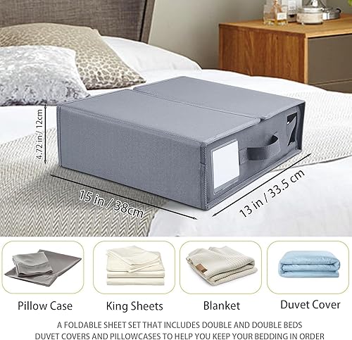 Miniatura 6 de Organizadores y almacenamiento de sábanas, paquete de 8 unidades, contenedores plegables de almacenamiento de sábanas de lino, fundas de edredón y