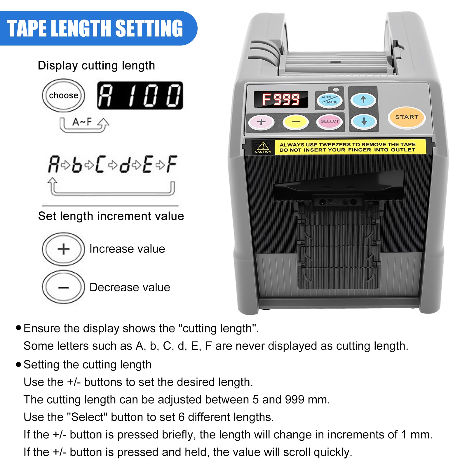 Dispensador automático de cinta adhesiva, cortador de cinta eléctrica para ancho de banda 6 – 60 mm, longitud 999 mm, cortador de cinta para cinta de regalo, cinta adhesiva, ancho de banda
