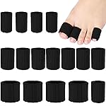 Blulu 16 Pcs Toe Cushion Tube Sleeves Soft Gel Corn Pad Protectors for Cushions Corns, Blisters, Calluses, Toes and Fingers(Black)