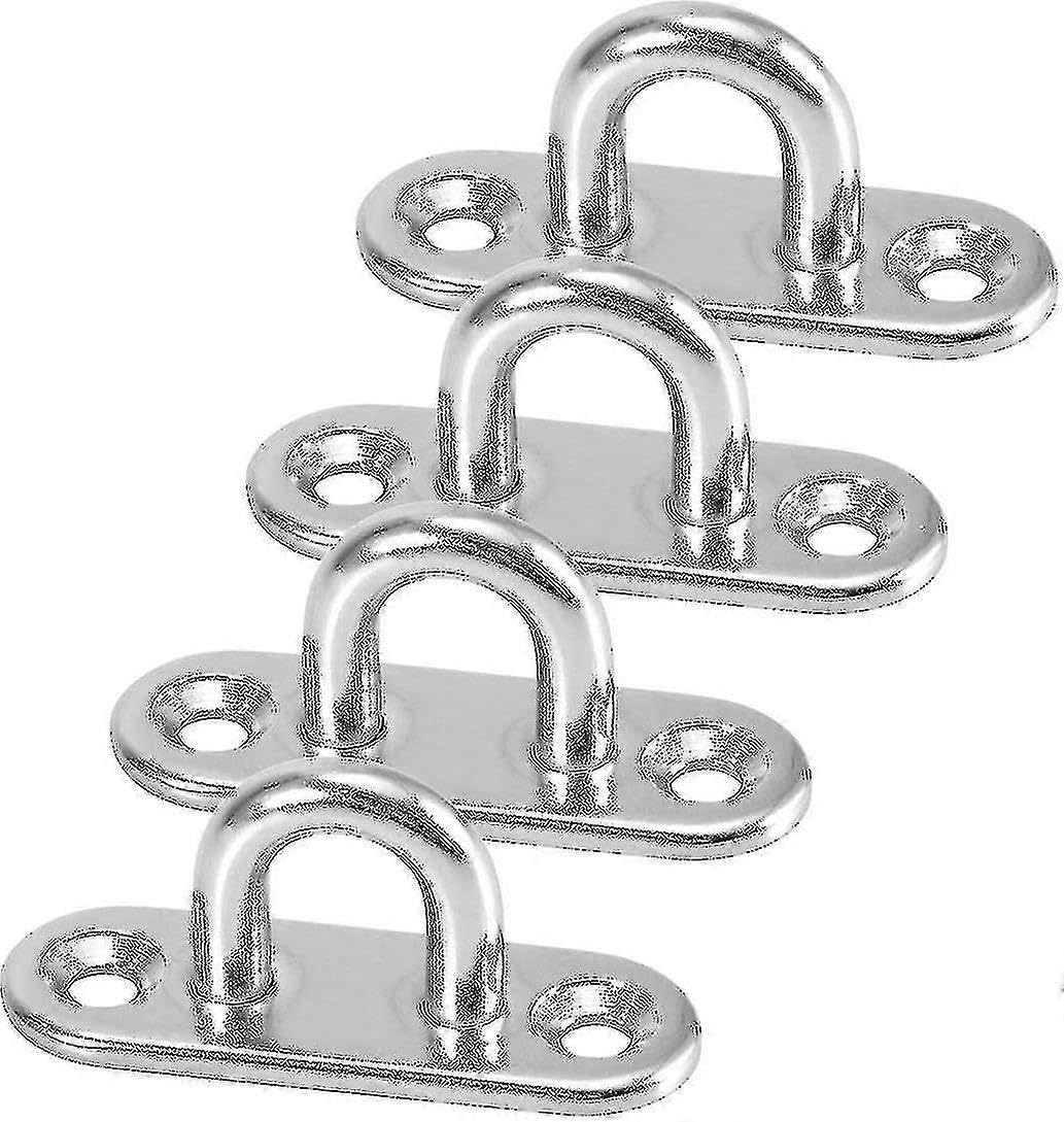 Joyhappst Image Color 4Pcs Screw-In Wall Hook U-Shaped Stainless Steel Screw-In Hook Stainless Steel Eye Plate