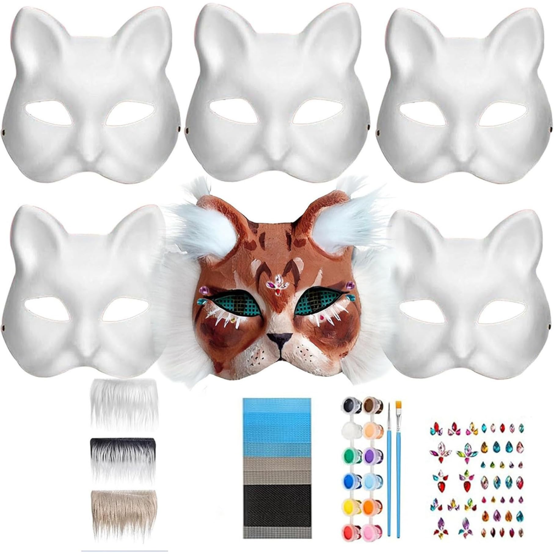 Alftek Kit de Masque Therian, Kit de Masque de Chat Therian 23 Pièces, Masque Poilu, Masque