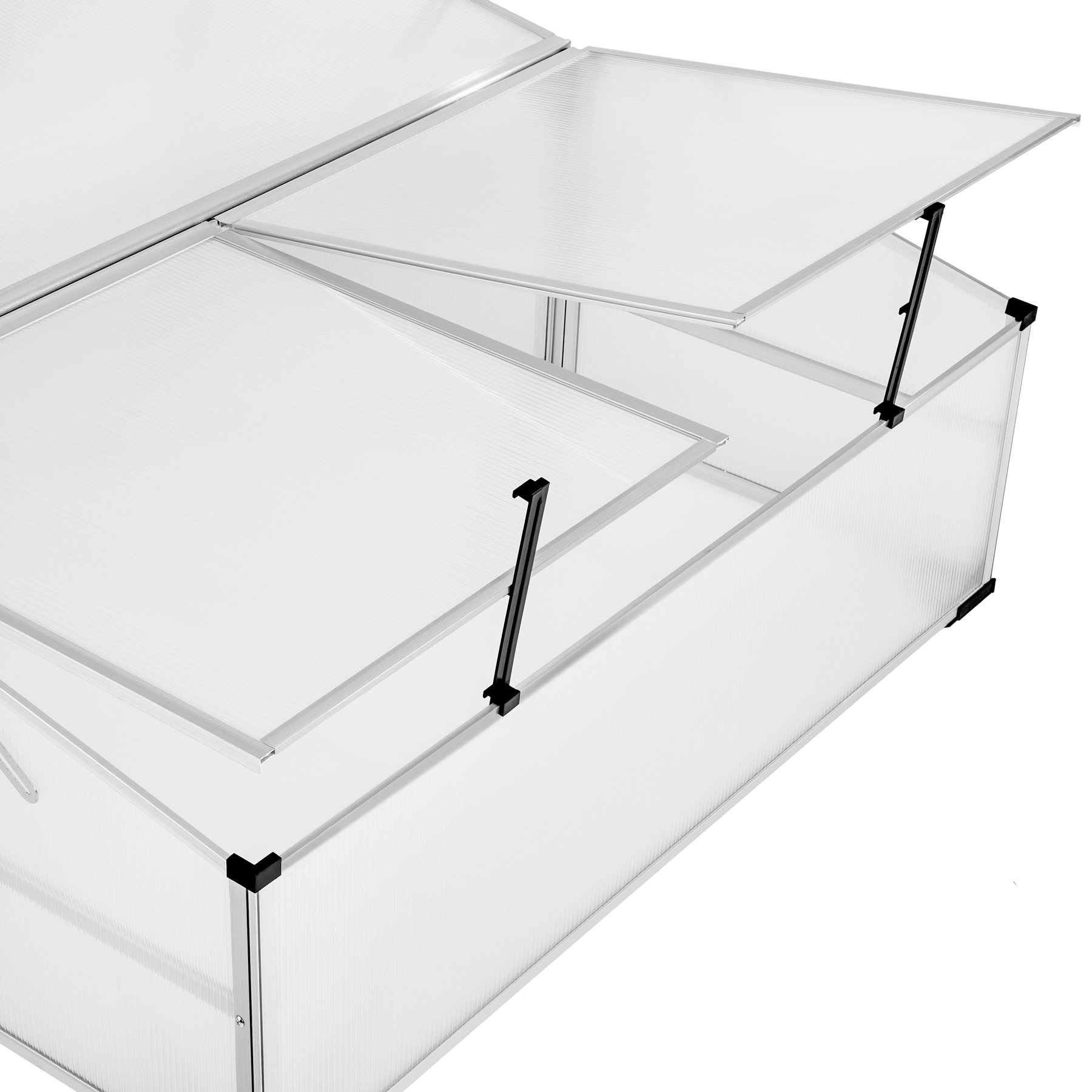 tectake® Frühbeet, Frühbeetaufsatz, Frühbeetkasten, Anzuchtkasten für Hochbeet, Blumenkasten, Anzucht Gewächshaus, Hochbeet Abdeckung, Pflanzkasten Minigewächshaus - 102 x 102 x 41 / 31 cm