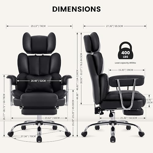 IWMH Chaise de Bureau Ergonomique avec Repose-Pieds et Soutien Lombaire - 4