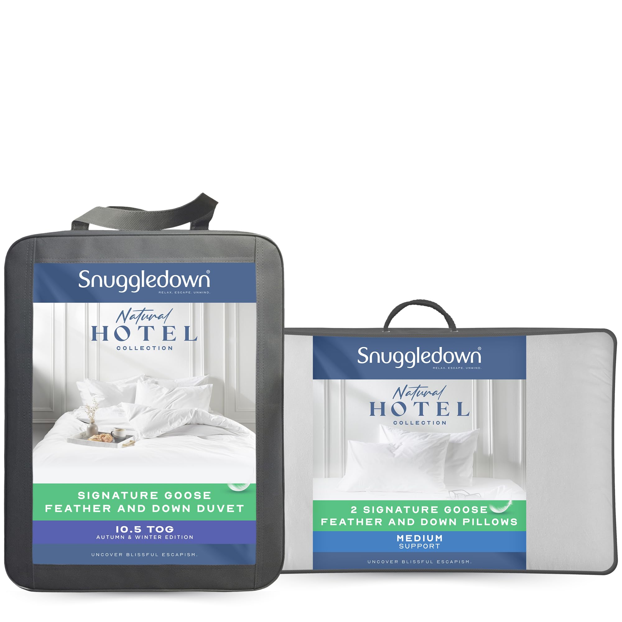 Snuggledown Luxury Goose Feather & Down Super King Duvet 10.5 Tog & 2 Pillows - Ethically Sourced 85:15 Blend, All Year Round Quilt | UK-Made, Box Construction, Washable (260 x 220cm) — image 1