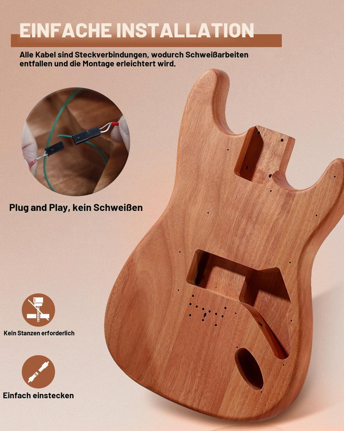 Leo Jaymz DIY Gitarren-Kits ST TD Style Mahagoni Korpus Ahornhals Lorbeerholz Griffbrett (ST TD)
