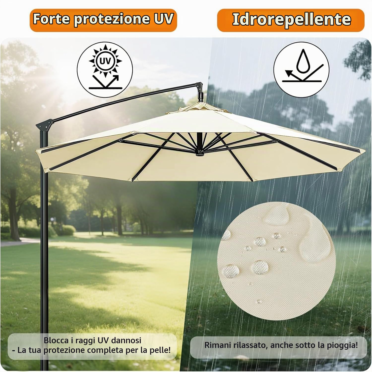 Generico 8 Stecche-4m Telo di Ricambio per Ombrellone, Tenda di Ricambio per Ombrellone da Patio, Rechange telo per ombrellone da Giardino Esterno Piscina Cortile Ombra