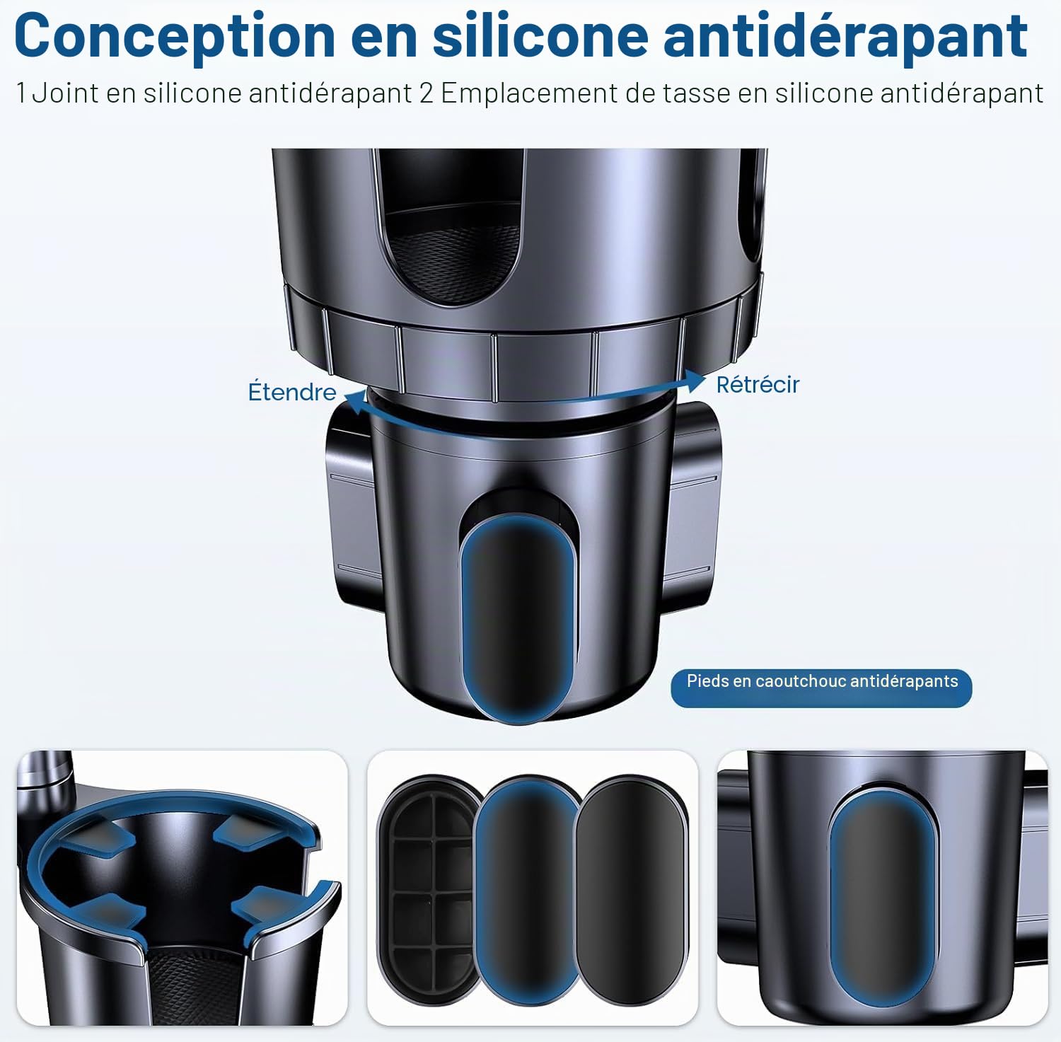Support de téléphone portable 2 en 1 pour tasse, porte-gobelet de voiture avec long bras réglable, rotatif à 360 °, compatible avec tablette, tous les smartphones