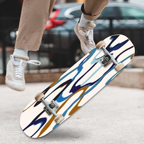 Miniatura 4 de Patrón abstracto minimalista moderno para patinetas para principiantes de 31 x 8 pulgadas, tablas cóncavas de arce de doble patada, patinetas