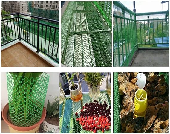 Chicken Wire Mesh Roll, Plastic Mesh Fencing Poultry Breeding Netting Garden Balcony Protection Safety Net (Color : Green Mesh 1.2cm, Size : 1x6m)