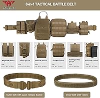 Vista 2 de YAKEDA Molle - Cinturón de batalla con accesorios – Cinturón táctico de combate Airsoft resistente (8 piezas)