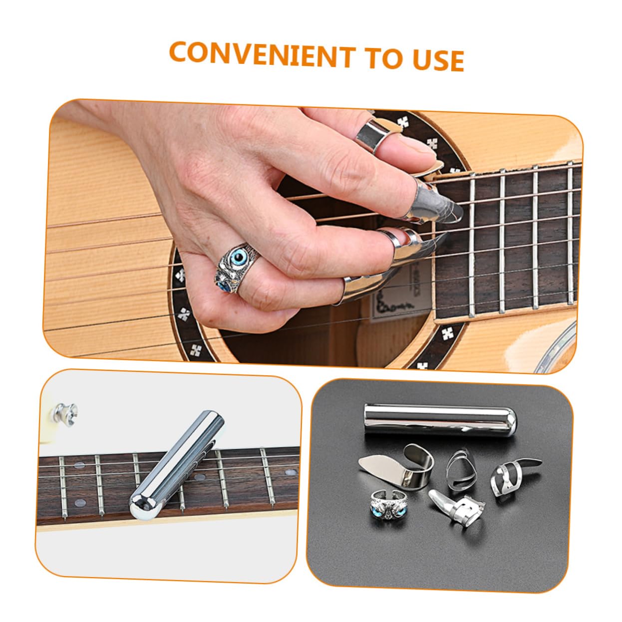 Toyvian 2sätze Metall-gitarrentonbarren Und Fingerpick-schutz Zubehör Für Musiker Langlebig Und Design Für Gitarrenspieler