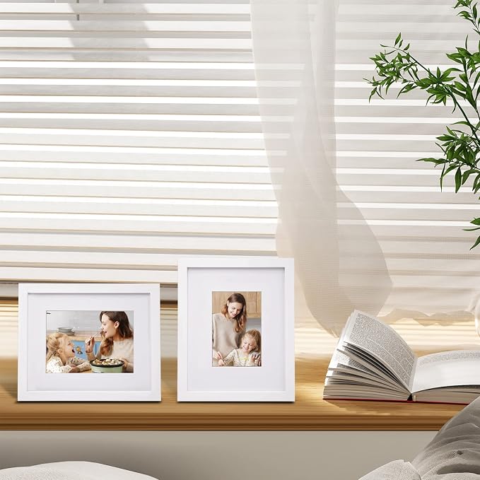 Set de 4 portarretratos Egofine 8x10 de madera y acrílico blanco miniatura 2