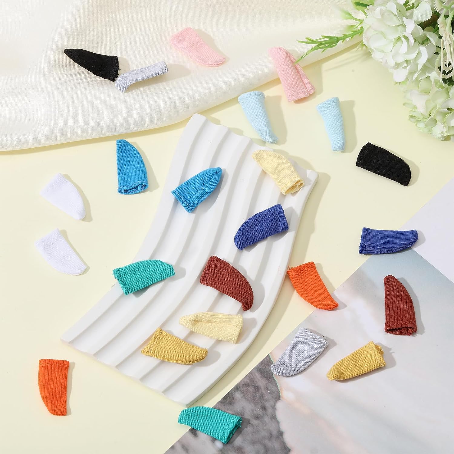GLOBLELAND 12 Pairs Mini Doll Socks Cloth Doll Socks Stockings 1x0.5inch Dolls Clothes Action Figure Accessories for Mini Doll
