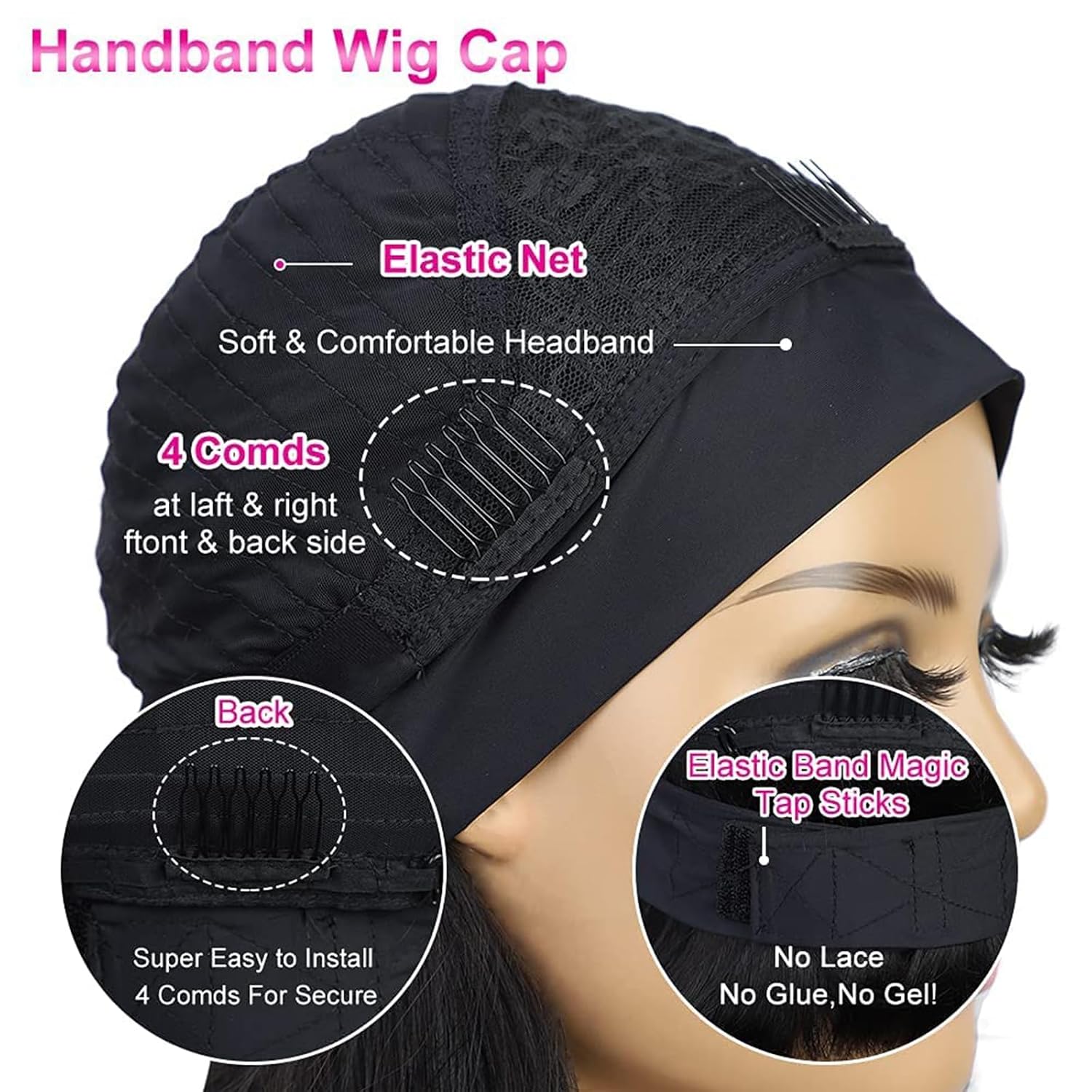 Short Curly Headband Wig for Black Women 12 Inch Deep Wave Kinky Curly Synthetic Wig, Glueless No Lace Wear & Go Headband Wigs with Headband Attached, Daily Use Party Half Wig