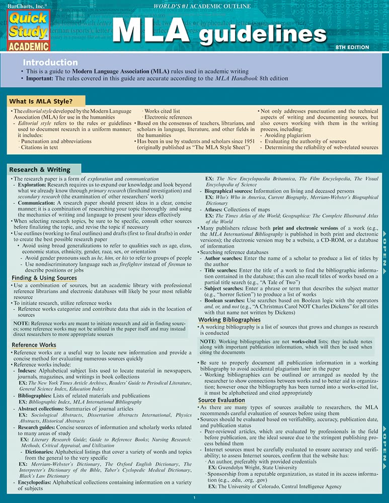 MLA Guidelines (Quick Study Academic)